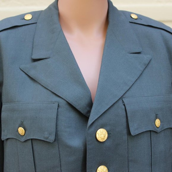 VTG 1950's GREEN U.S. ARMY MILITARY UNIFORM JACKET SIZE 42S & PANTS SIZE 36x32 - Picture 2 of 12